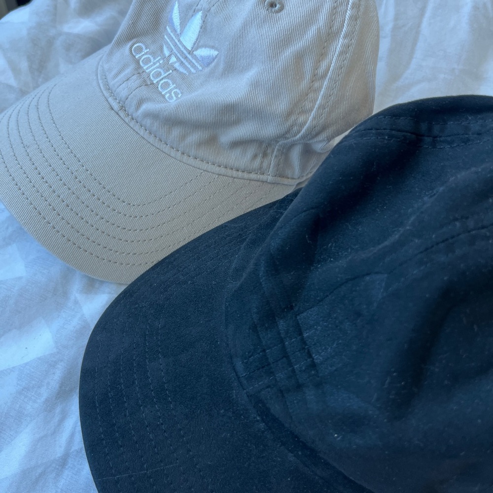 adidas Trefoil Baseball Caps in Beige and Black bundle of 2